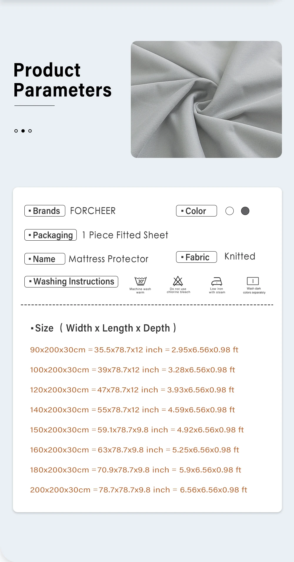 Description Picture 3 of itemGrade-A Waterproof Mattress Protector Cover Or Pillowcase Fitted Sheet Breathable Deep Pocket Brushed Fabric Bed Smooth Pad Set