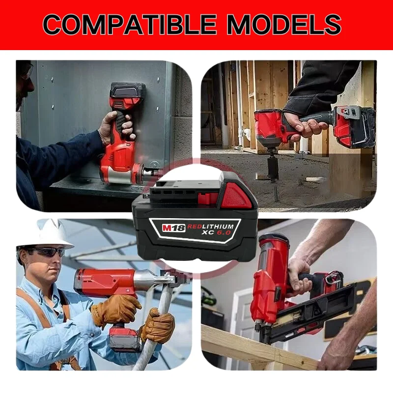 9.0Ah Battery Compatible with Milwaukee M18 Tools 6