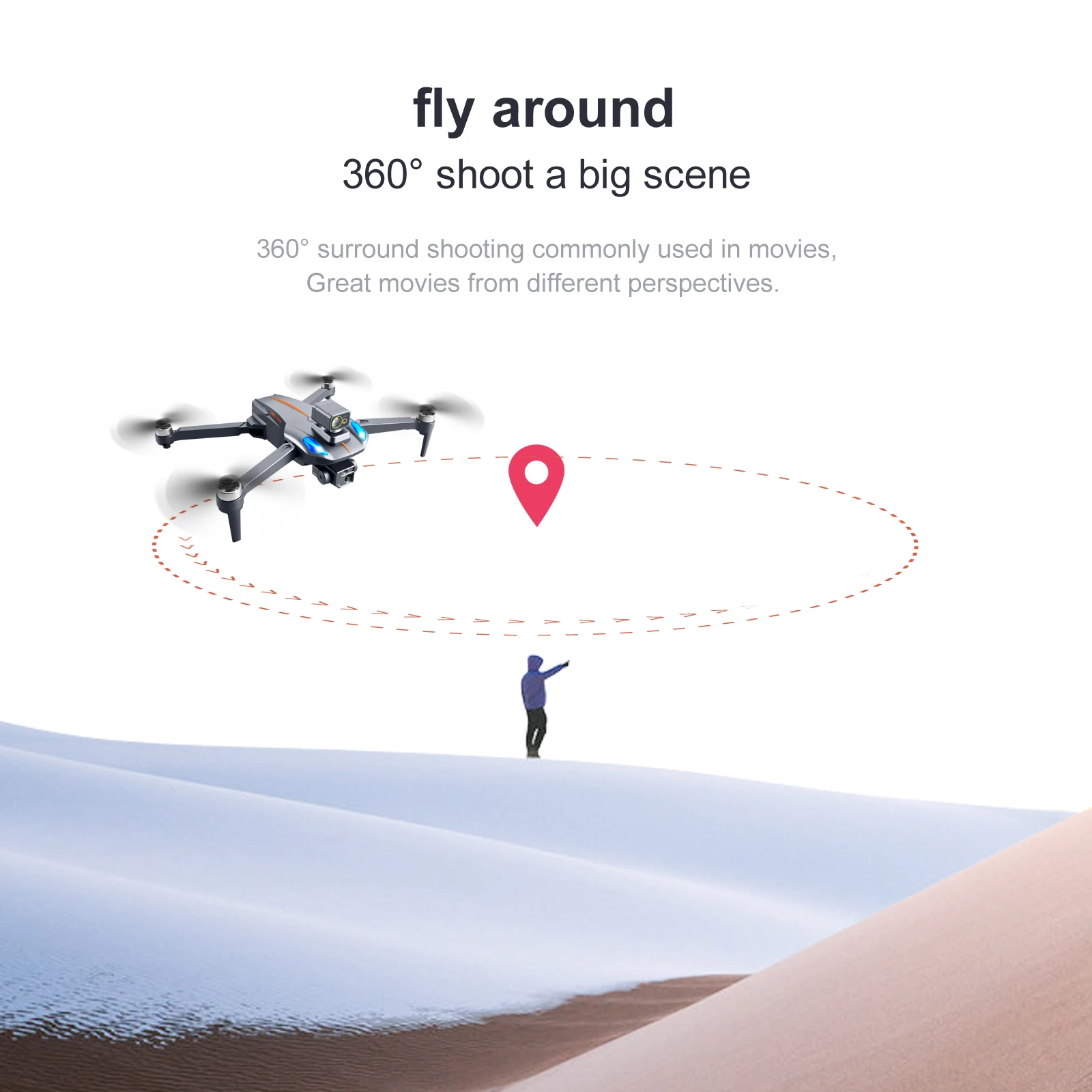 K911 MAX GPS Drone, fly around 3609 shoot a big scene 360" surround shooting commonly used in movies .