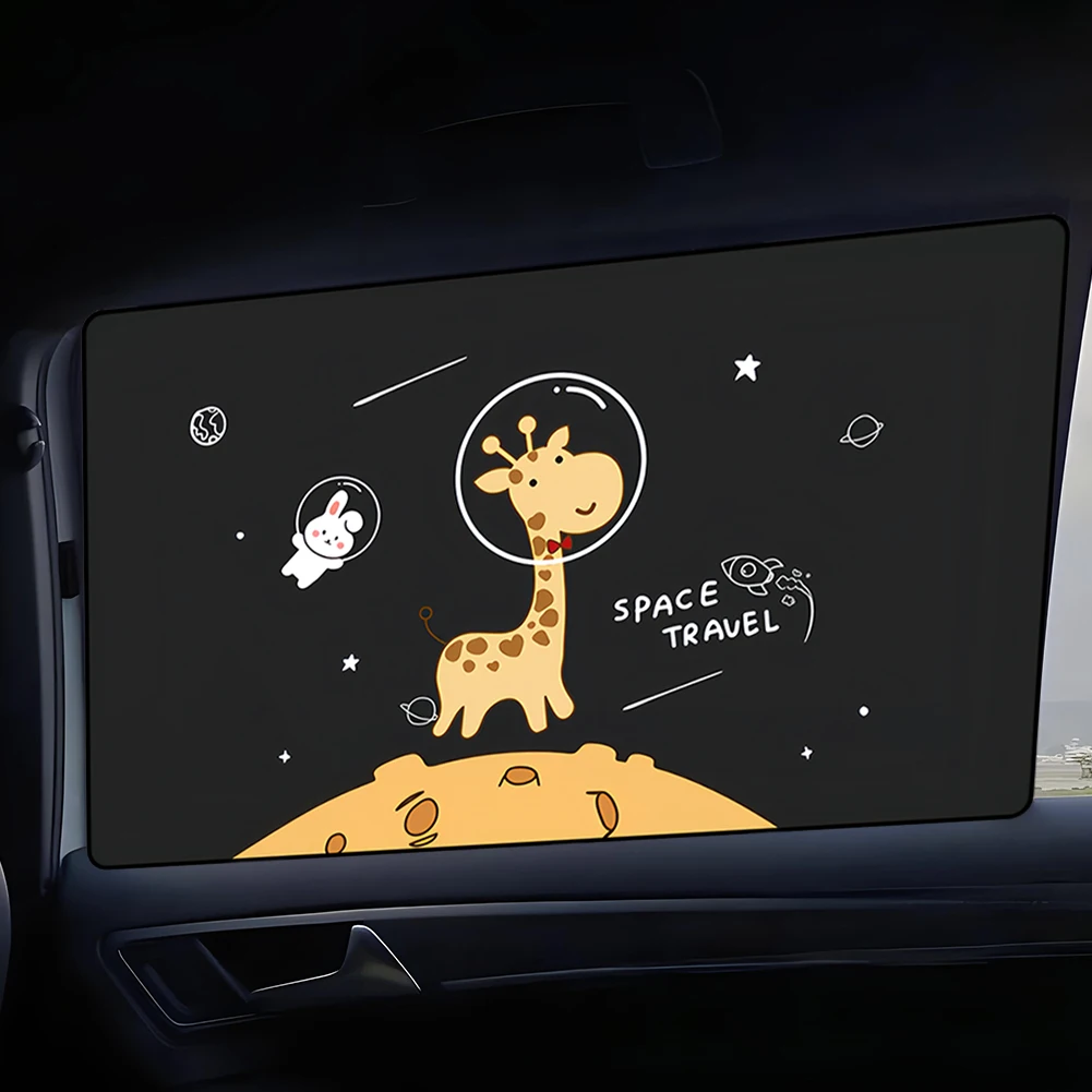 Cartoon Side Window Sunshade Cute Giraffe Magnetic Auto Sunscreen Curtain UV Protection Magnet Paraso Car Window Curtain For Kid