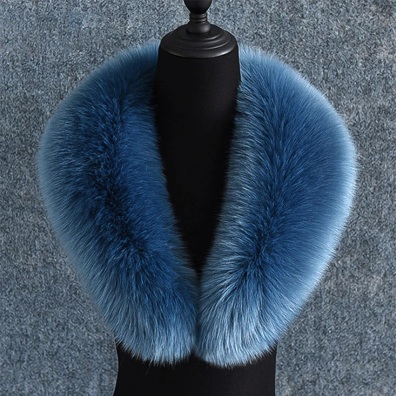 Faux Fox Fur Collar For Women Men Luxury 90Cm Fluffy Fur Scarf Autumn Winter Down Jackets Hood Collar Coat Warm Fur Trims Decor