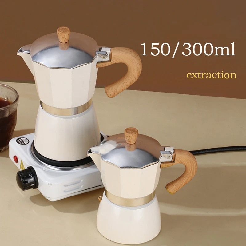 50ml/150ml/300ml Single Valve Coffee Pot Espresso Extraction Kettle Moka Pot Outdoor Brewing High Temperature Coffee Accessories