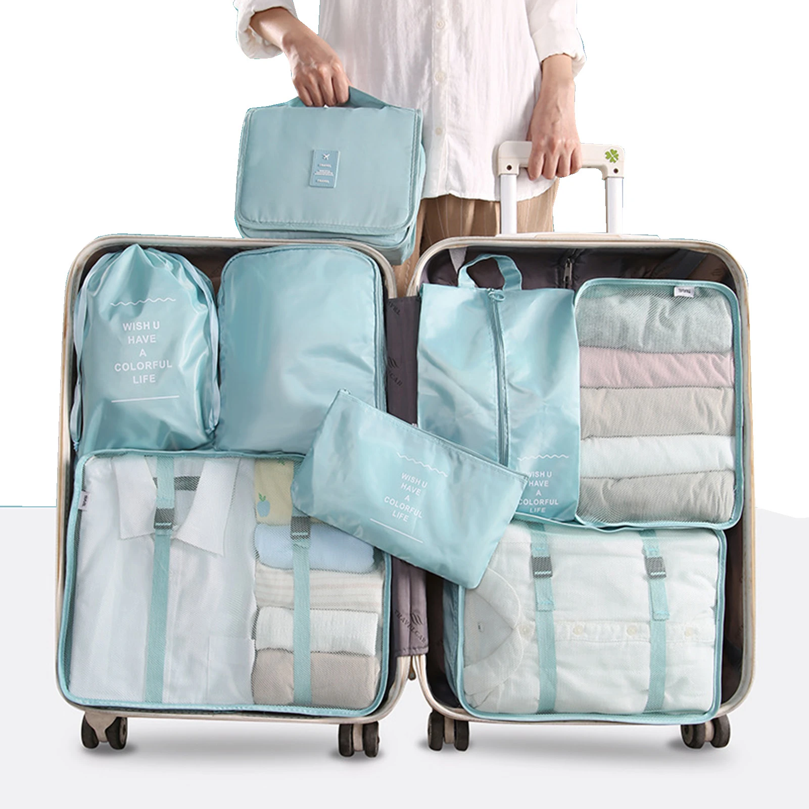 Organizador de bolsas de viaje para equipaje, conjunto de organizador de  equipaje, Maleta plegable, almacenamiento de equipaje ligero| | - AliExpress