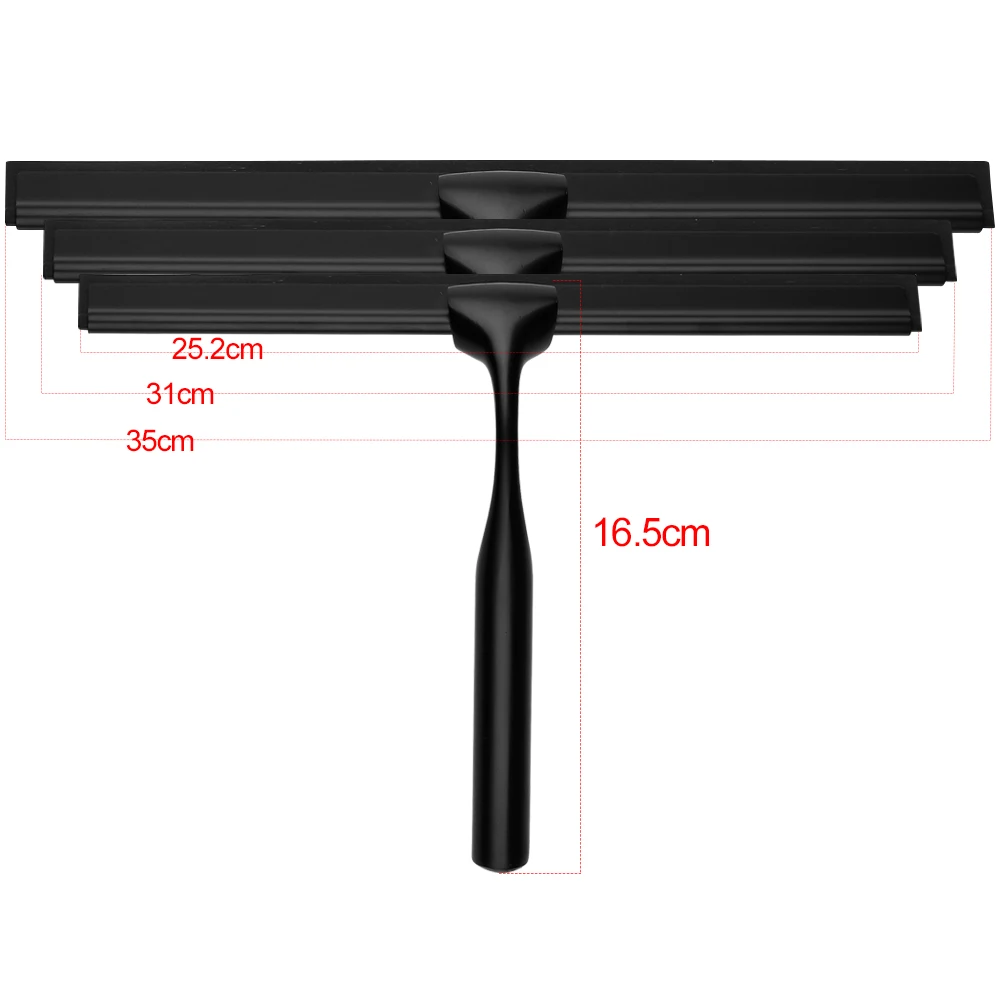 Black Rubber Scrape Silicone Shower Cleaner Stainless Steel Squeegee 10'' 12'' 14'' INCH Bathroom Kitchen Household Car Window 2
