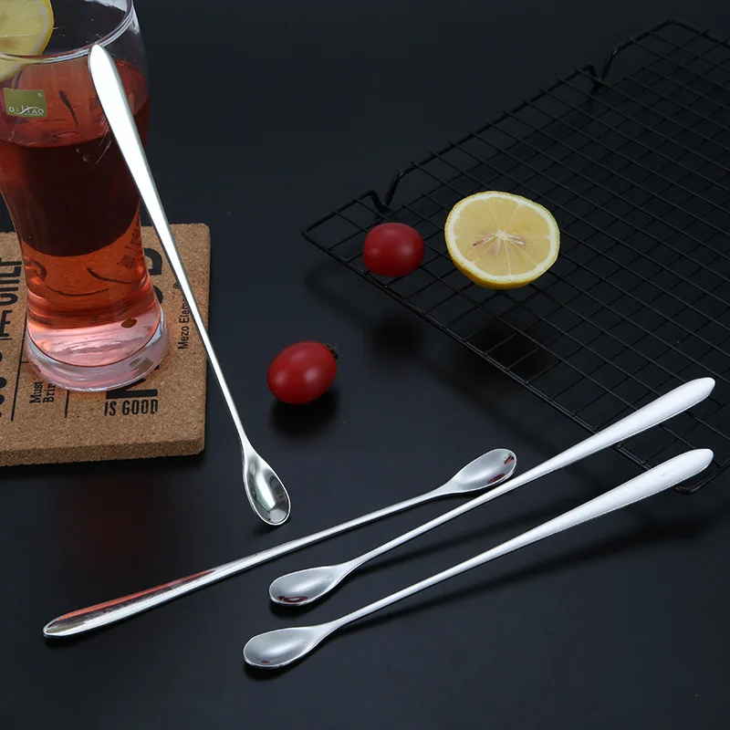 Long Handle Stainless Steel Coffee Spoons Tea Milk Ice Cocktail Wine Stirring Teaspoon Mini Scoops Utensils for Kitchen