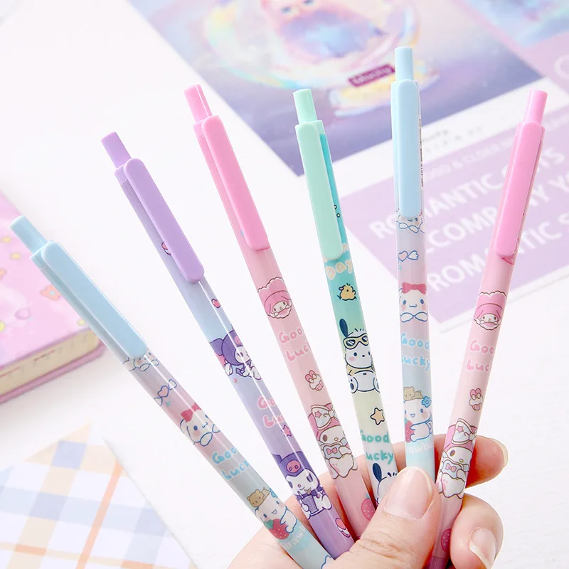 Mechanical Pencil Set Sanrio Cartoon 12pcs Kuromi Melody Pochacco Movable Pen 0.5 Black For Primary School Student Stationery