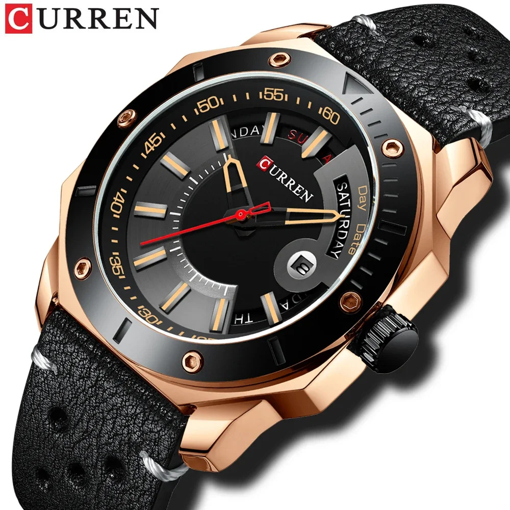 

CURREN 8344 Luxury Brand Leather Mens Watches Casual Business Black Quartz Watch Male Clock Relogio Masculino