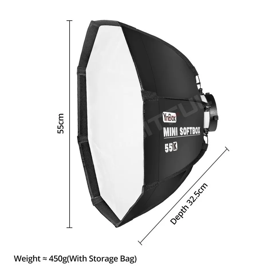 YONGNUO 55cm Bowens 마운트 소프트박스 YNBox 55K 미니 소프트박스 스튜디오 플래시 LED 조명 휴대용 경량 빠른 설치