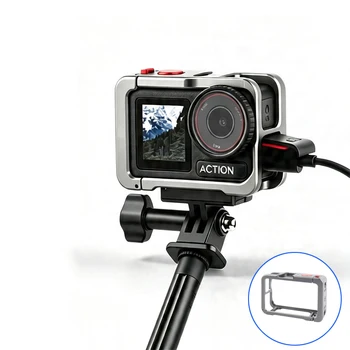 Accessori per Fotocamera DJI Osmo Action 6, Telaio in Lega di Alluminio, Custodia Protettiva con Espansione Cold Shoe, Gabbia Metallica