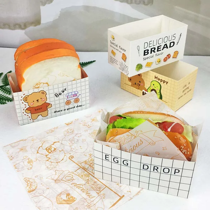 50pcs Disposable Food Packaging Boxes, Paper Sandwich, Toast, Burger, Cake Takeaway Con... - SKU DFPB2235 - UGI Packaging