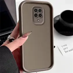 Matte Silicone Shock - Absorbing Phone Case with Soft Back Cover for Note 9 Pro Max (Coffee)