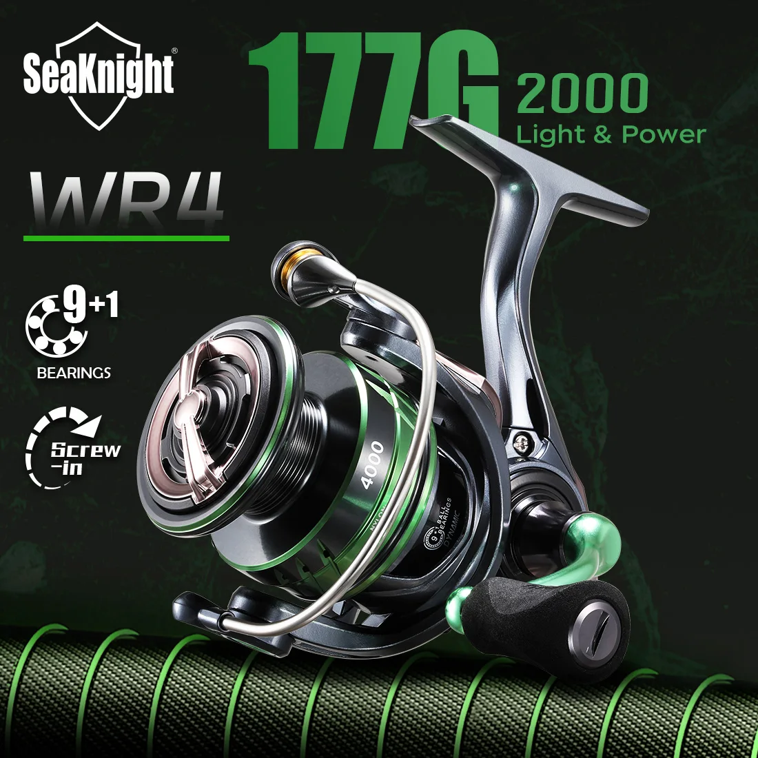 Moulinet de pêche SeaKnight WR4 ultra-léger 5.2:1 rotor carbone pour eau douce - 9+1 roulements