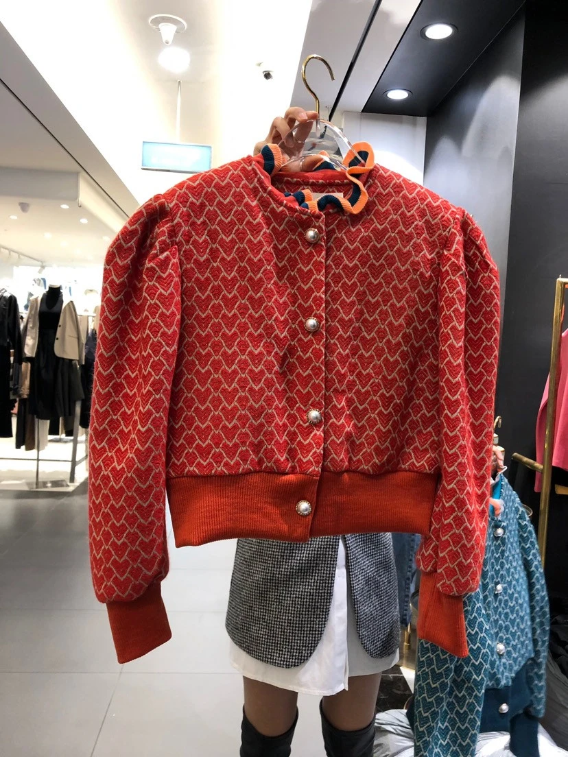 

Fashion Lace Stand Collar Jacket Pearl Button Loose Short Coat 2023 Autumn and Winter New Ladies Patchwork Warm Queen Jacket