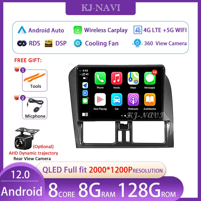 

Android 12 For Volvo XC60 2009 - 2017 Car Radio Video Multimedia Player Navigation GPS Auto Carplay No 2 Din 2Din DVD Stereo