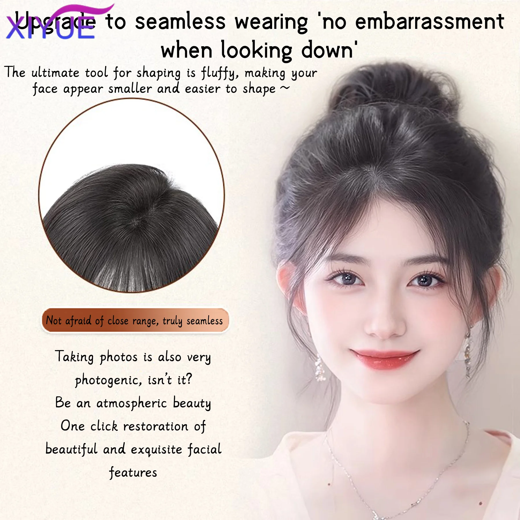 XIYUE Hair Bangs Topper for Women Natural-Looking Straight Human Hairpiece with Air Bangs Adds Volume Length Seamless Blending