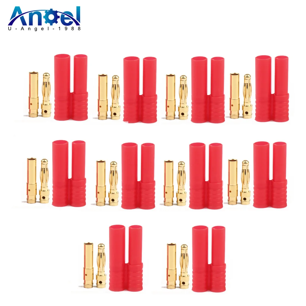 

10 / 20 / 50 pair Amass 4.0mm Banana Gold Bullet Connector Plug With Cover/Protecter Case RC Battery ESC Motor Plug