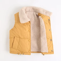 Cozy Winter Kids' Plush Vest - Warm Sleeveless Outerwear for Toddlers and Children (Yellow)