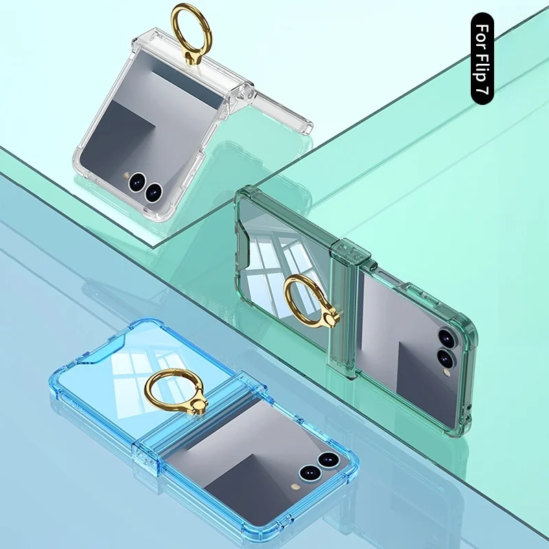 Luxury Ring Holder Airbag Hinge Protection Phone Case - Candy Clear Cover