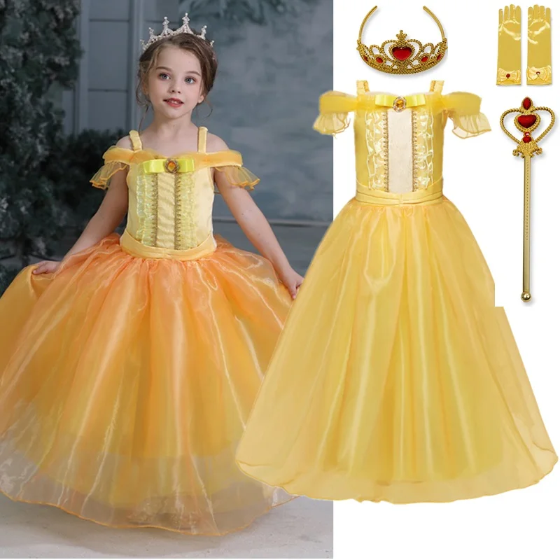 Sameno Junior Kids Toddler Baby Girl Clothes Cosplay Long Dress Princess Costume Halloween Party Outfits Winter Gifts 2-7 T