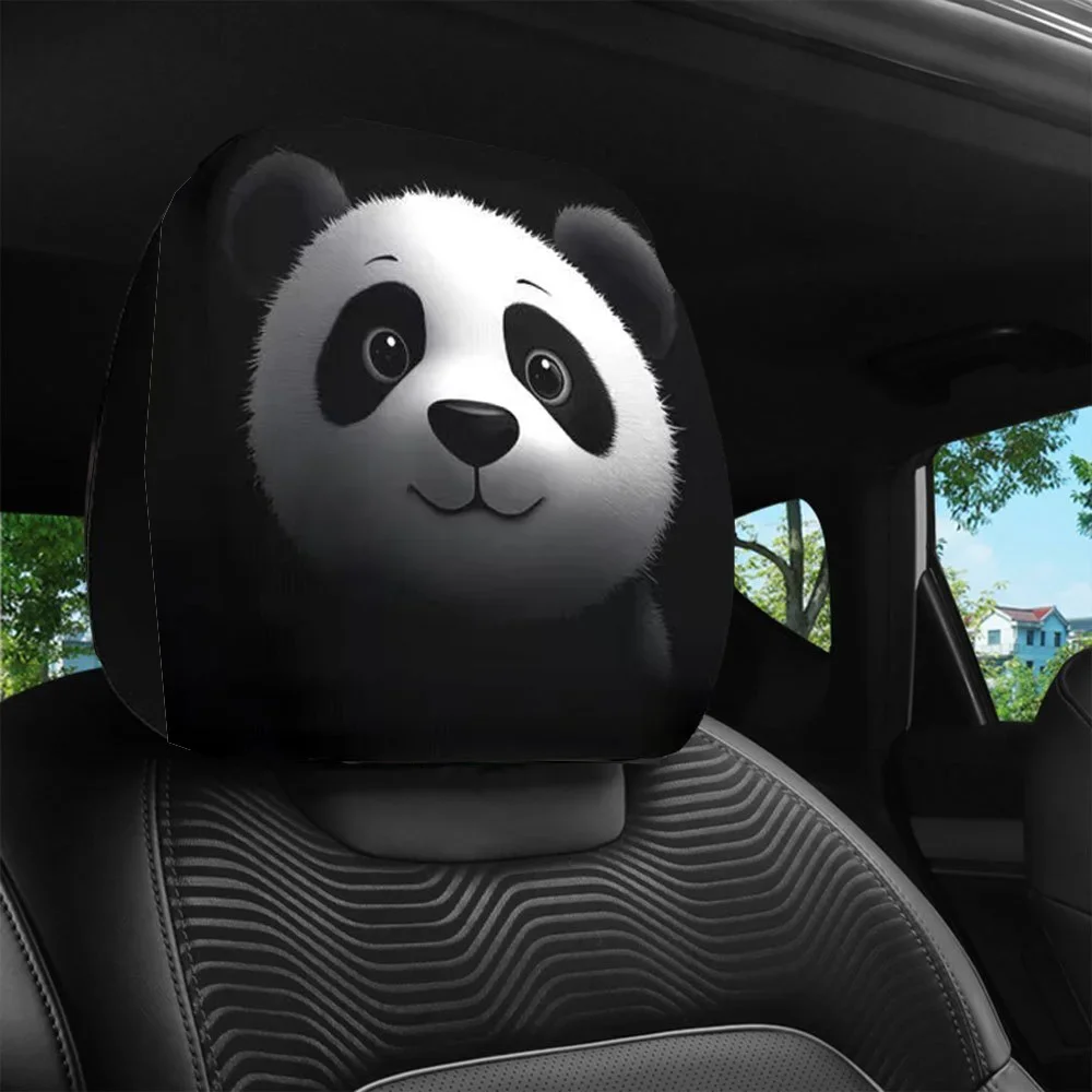 Panda Pattern Double-Sided Car Headrest Protector - Stylish Auto Interior Decor Accessory