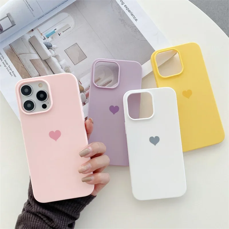 Case For IPhone 17 16 15 14 13 12 Pro Max 11 Air Girls Love Heart Silicone Cover