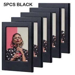 Magnetic Photo Frame Set: 5-Pack of 3-Inch Refrigerator Picture Holders (5 Black)