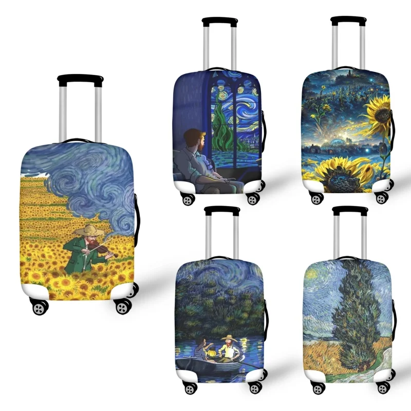 

Hot Van Gogh Art Painting 3D Print Luggage Protective Dust Covers Elastic Waterproof 18-32inch Suitcase Cover Travel Accessories