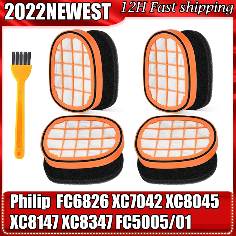 4 Filters for Philips SpeedPro Max Aqua Vacuum Cleaner FC6812 FC6813 FC6822 FC6823 FC6826 FC6723/01 FC6901-FC6904 XC7042/01 XC8045/01 XC8147/01 FC5004 000 5 /01. 01 accessories
