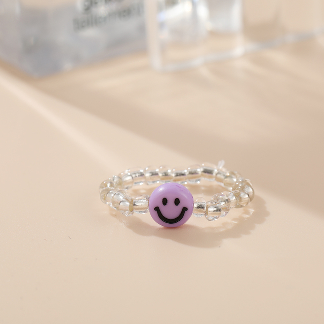 Cute Transparent Resin Acrylic Handmade Beaded Rhinestone Colourful Geometric Square Round Rings for Women Y2k Jewelry Party