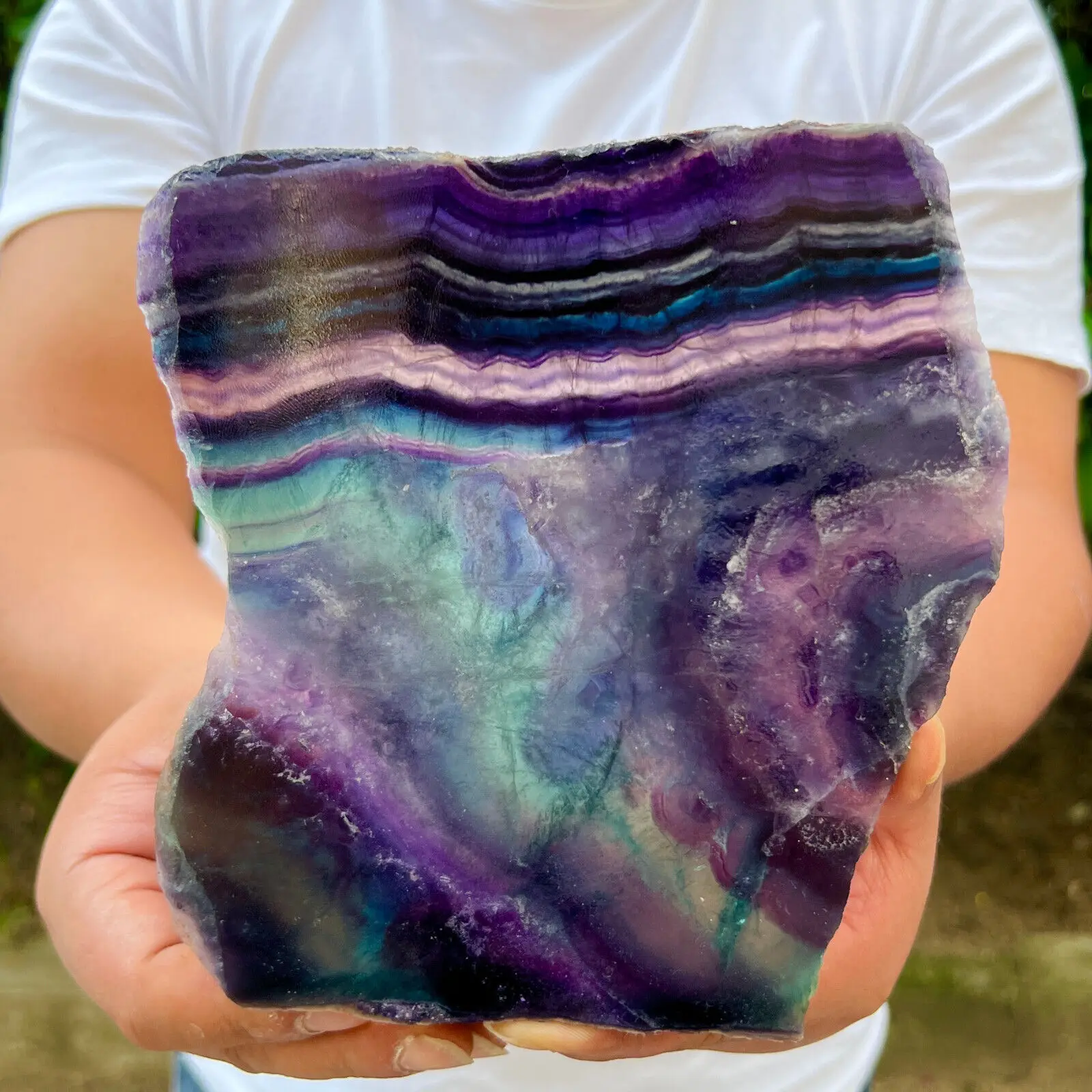 

Natural Seven Colorful Fluorite Sheet Hand Polished Crystal Energy Ore Home Office Decoration Craft Gifts Mineral Degaussing
