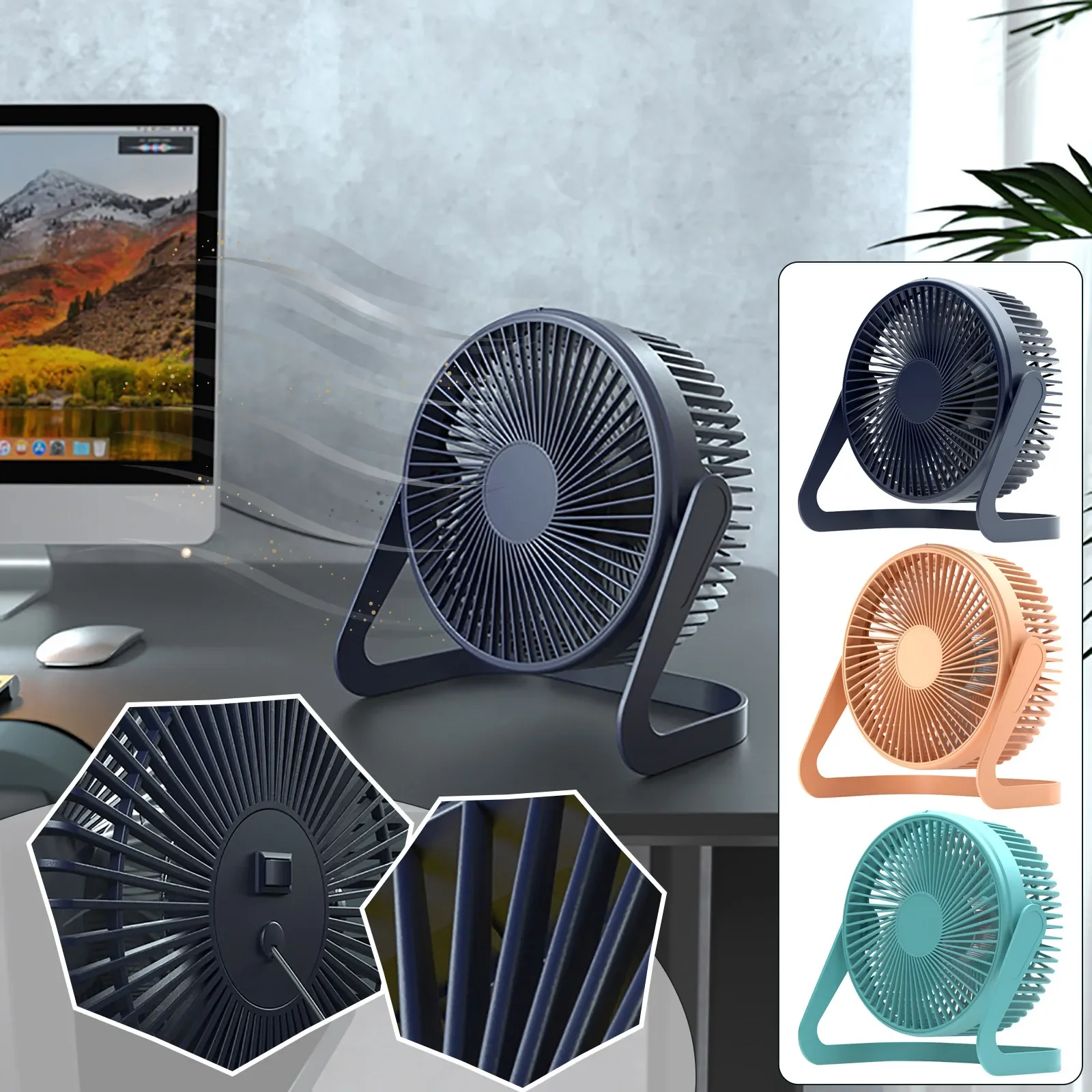 Usb Power Mini Fan 5 Inches Small Desk Cooling Portable Fan Super Mute Cooler 180 Degree Rotation Fan For Home Appliances 2