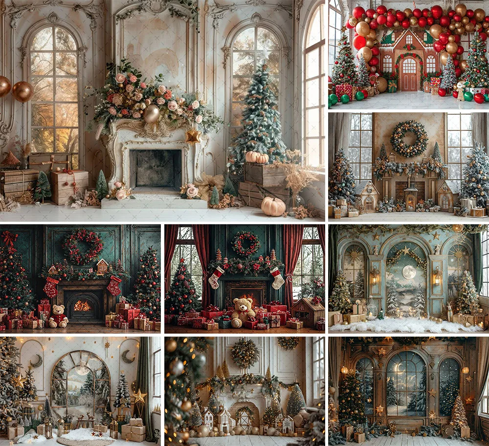 Mehofond-Photography-Background-Winter-Christmas-Fireplace-Wall-Window ...