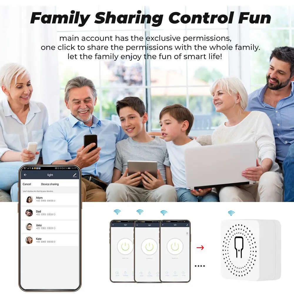 ONENUO Tuya 16A WiFi Mini Swith Wifi Smart Switch Module 2 Way Control Smart DIY Switches Smart Life APP Alexa Google Home 6
