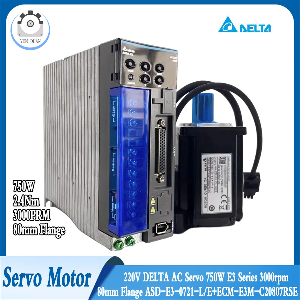 

DELTA AC Servo Motor Drive Kit 750W 80mm Flange 22-Bit incremental Optical Encoder Single-turn Absolute Encoder With Brake Motor