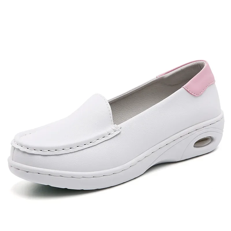 Small White Shoes Female Autumn 2023 Autumn and Winter Leather Casual Flat Nurse Shoes Cotton New Flat Single Shoes