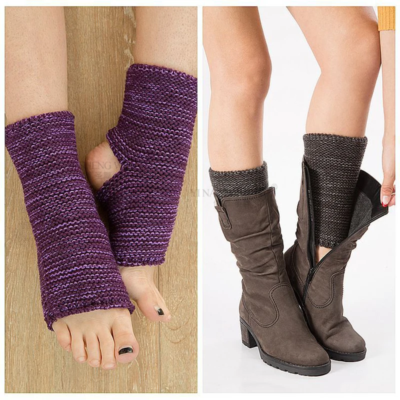 Latin Dance Foot Knitted Sport Protective Leg Cover Yoga Foot Cover Short Tube Horizontal Strip Ballet Dance Practice Warm Socks