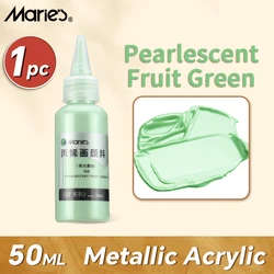 50ml Metallic Acrylic Paint - Pearlescent Shiny Pigments in Golden Slivery for DIY Art and Craft Projects (Pearlescent Green)