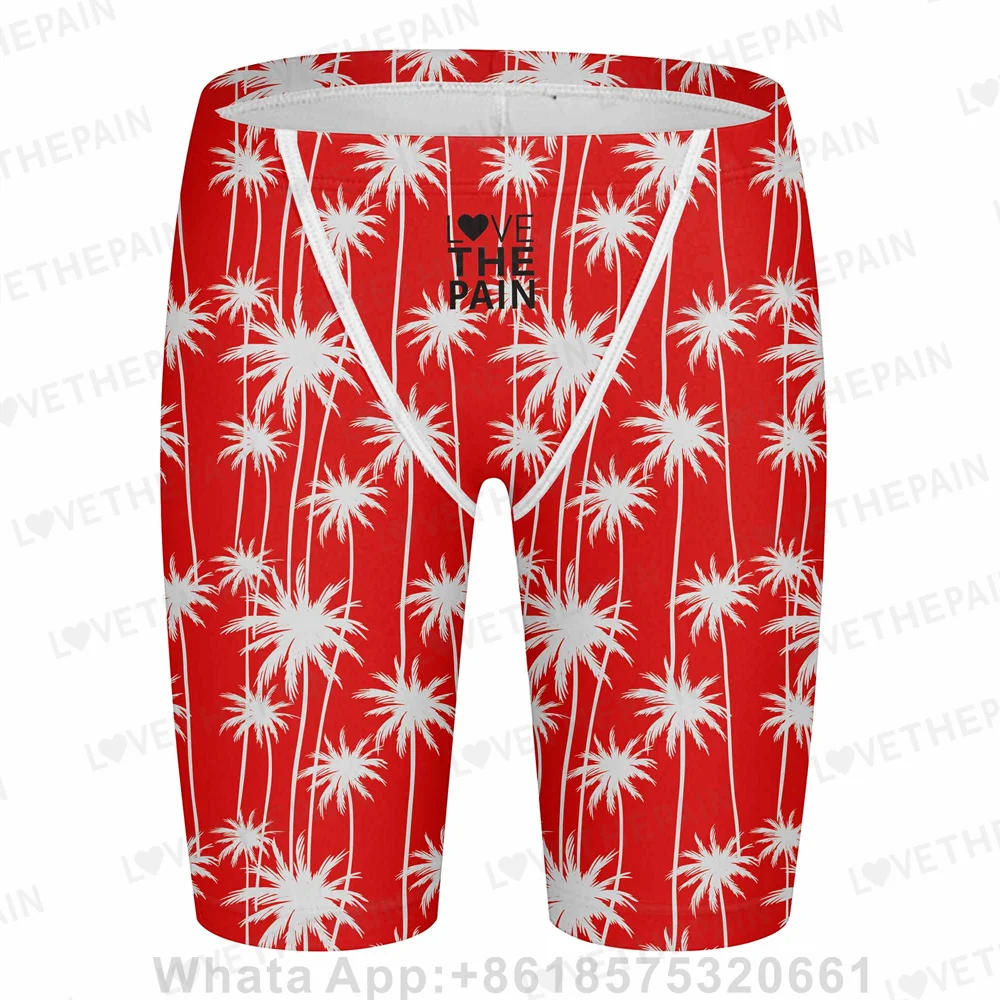 Love The Pain 2024 Men's Swimming Trunks Professional Athletic Swim Jammers Quick Dry Swimsuit Training Surf Shorts