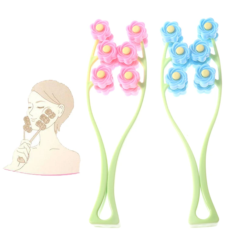 Portable Flower-Shaped Anti-Wrinkle Facial Massager Roller for Relaxation and Slimming