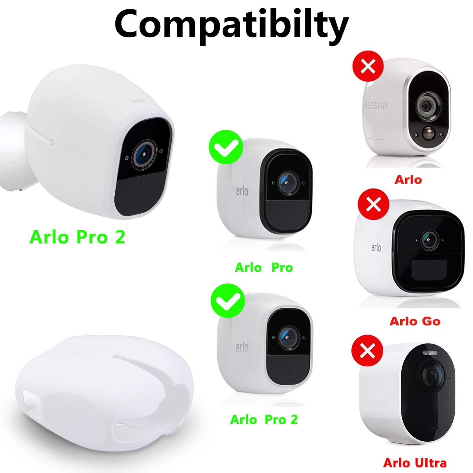 4Pcs White Silicone Cover for Arlo Ultra/Ultra 2 & Arlo Pro 3/Pro 4 Weatherproof Protective Case Camera Security Skins