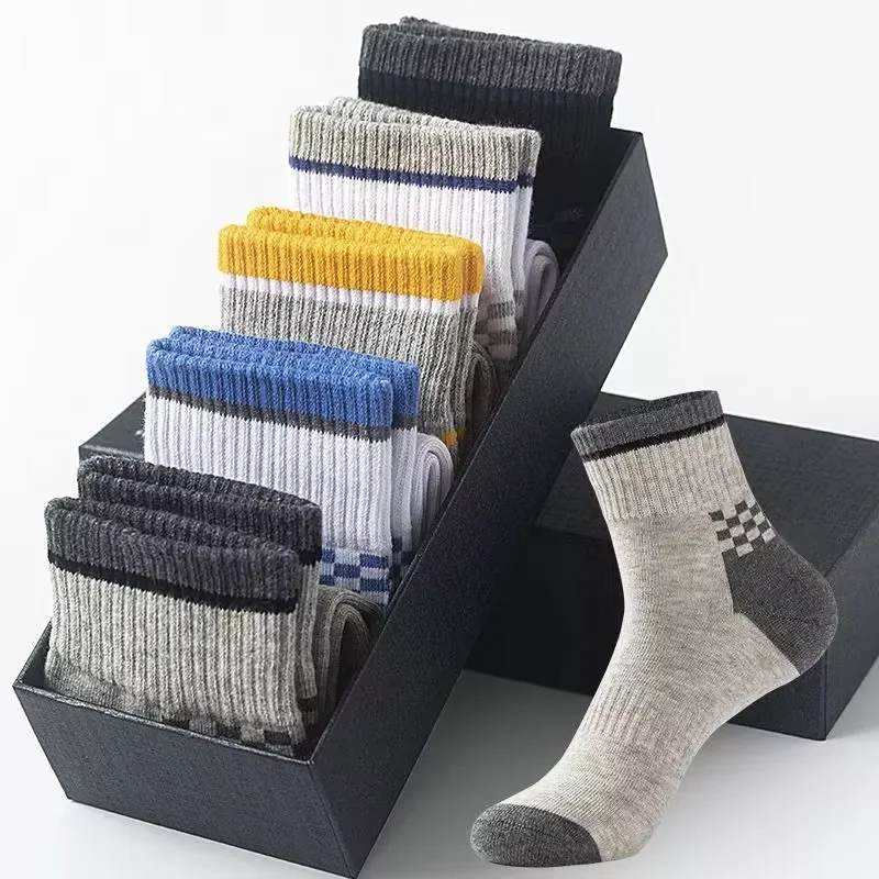 3/5/10-Pack Men's Mid-Calf Socks,Comfort Socks, Non-Slip Cuff, Ideal for Daily Wear, Work, Casual, 4-Season Use, Solid Colors