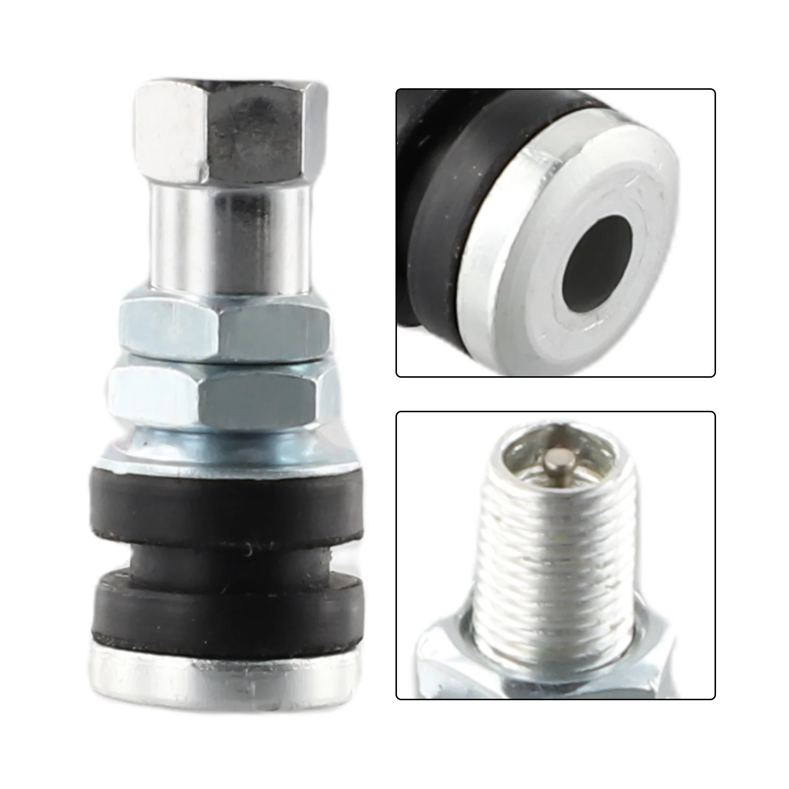 2pcs Car Tire Valve Short Stems Vacuum-Tubeless Car TireValve Stems Dust Auto Replacement Repair Parts Dust Cap Silver