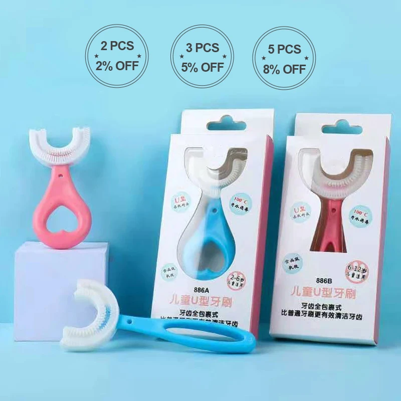 Baby Toothbrush Baby Teeth Cleaning Tool U Shaped 350 Degree Silicone Kids Teeth Oral Care