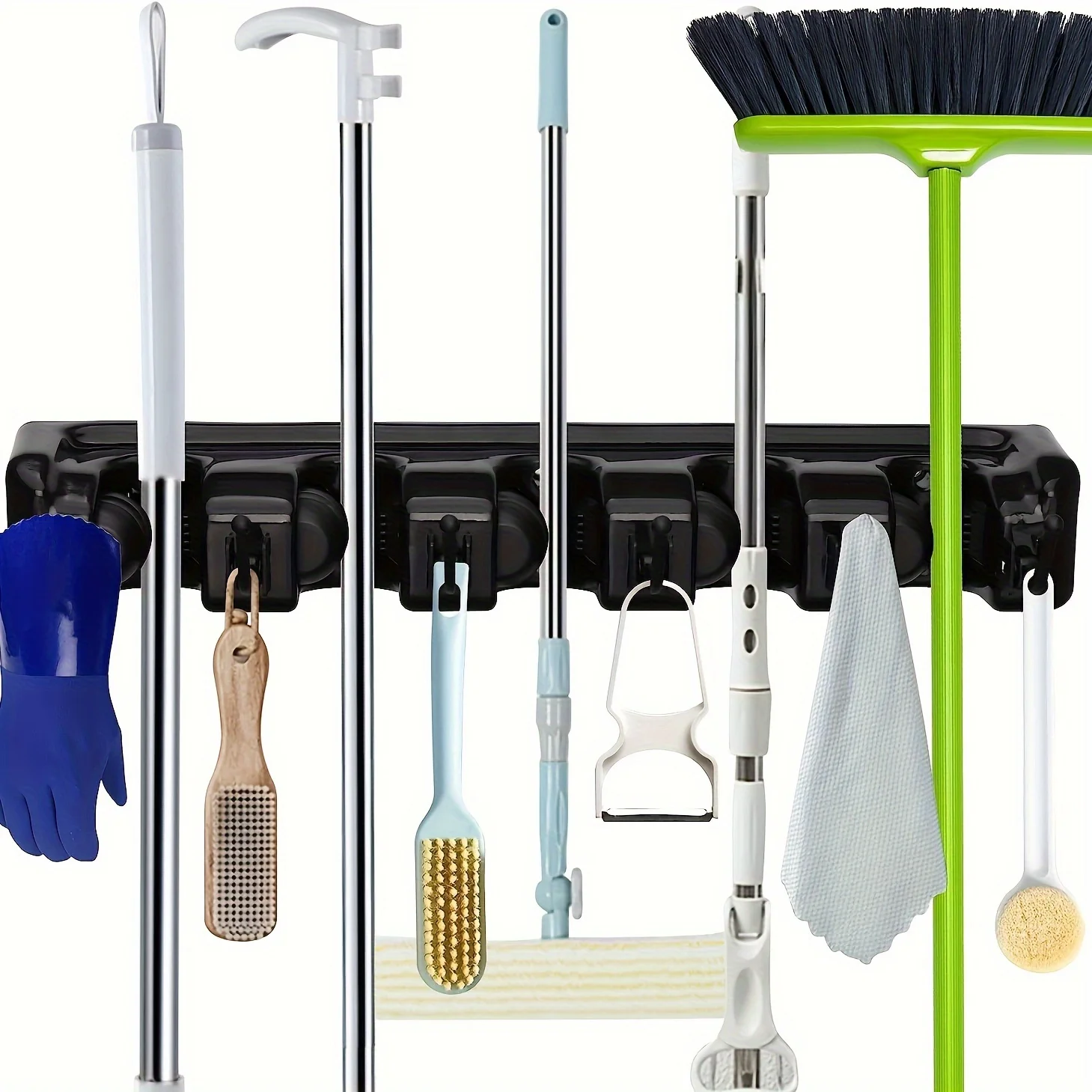 1pc Magic Mop Rack Broom Rack Mop Clip Hook Bathroom Hook Broom Storage Multiple Colors and Multiple Hooks Multifunctional
