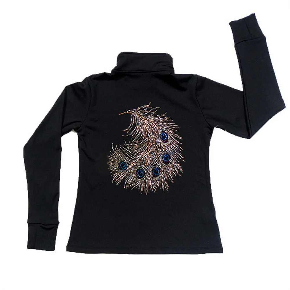 LIUHUO Ice Figure Skating Jacket Pants Women's Girl Trousers Top Peacock Rhinestone Teens Children Kids Dance