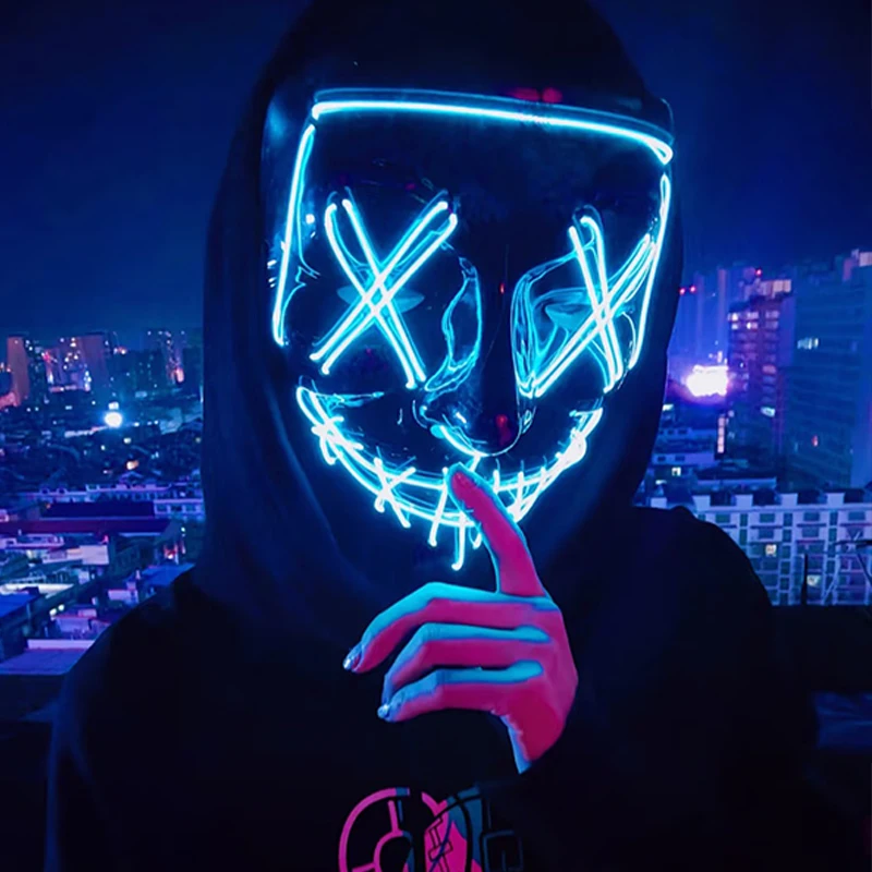 Wireless LED Halloween Purge Mask - Glowing Masquerade Horror Mask
