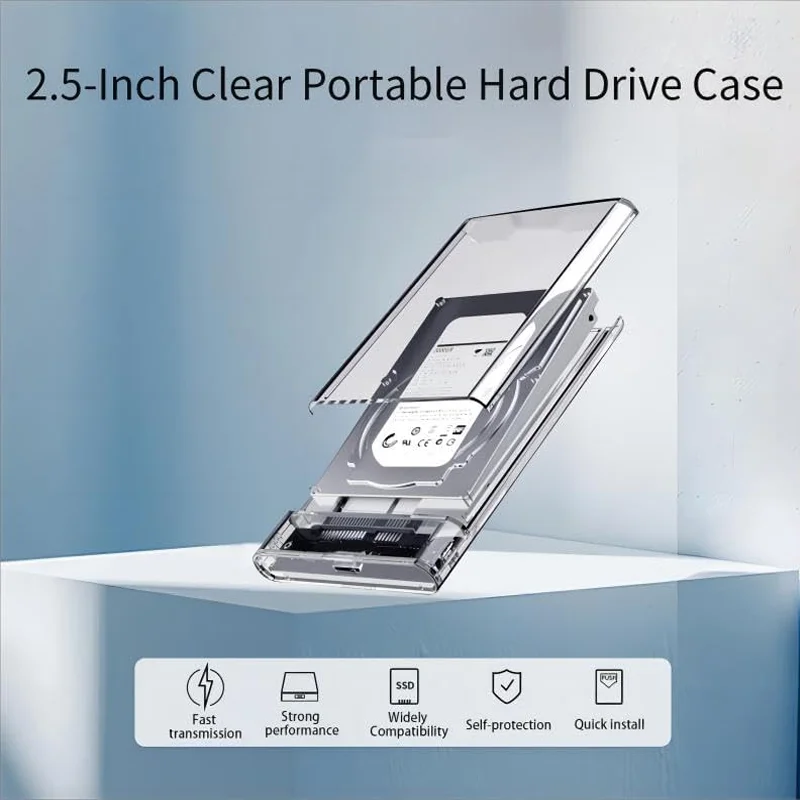 2.5인치 HDD SSD 케이스 USB 3.0/타입 C HDD 인클로저 외장 하드 드라이브 디스크 케이스 (PC, 노트북, 모바일 SATA 하드디스크용)
