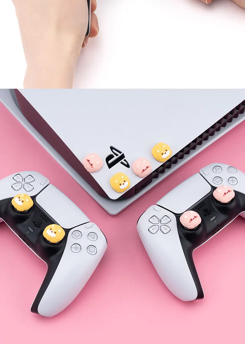 New Silicone Jon Con Thunb Grip Caps For PS4 PS5 Cute Dog Cat Joystick Caps For NS Pro Cover Analog Thumb Stick Grips