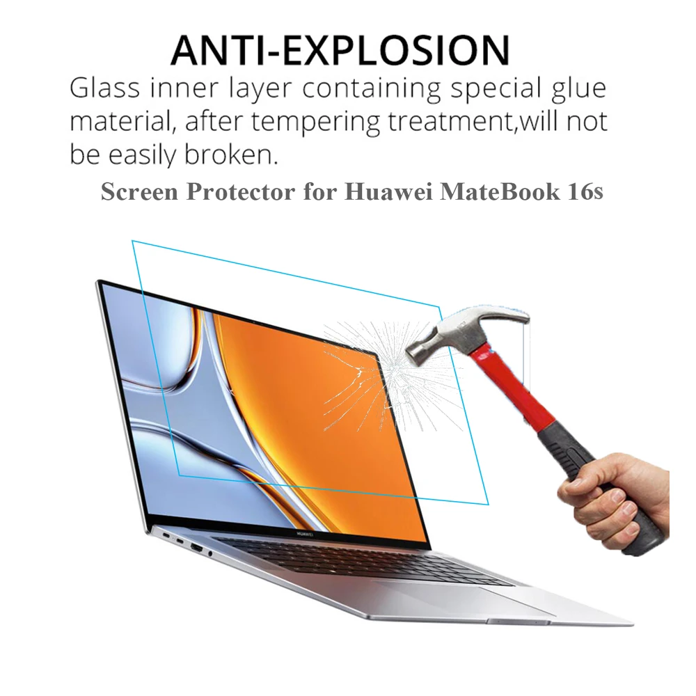 para Huawei Matebook 16s Protetor de Tela Portátil Vidro Temperado para Companheiro Livro 16s 0.3 mm 9h hd Película Protetora Transparente - Imagem 5