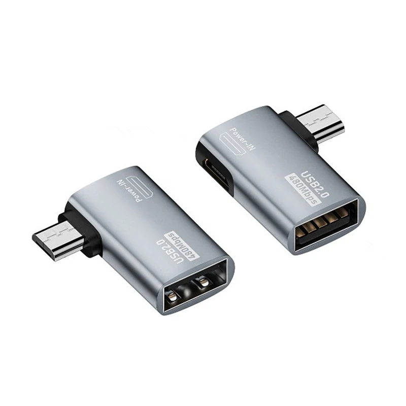 OTG Cable Adapter 4K 90 Degree Left Angle Powered Micro USB To USB OTG Adapter For TV Tablet Fire TV Stick